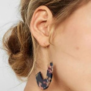 Multi Color Half Tortoise Shell Threader Earrings